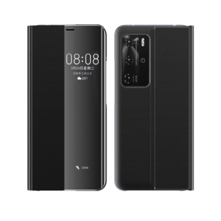Smart Clear View Cover Huawei P40 Pro / P40 Pro Plus _ Zwart, Telecommunicatie, Mobiele telefoons | Hoesjes en Frontjes | Overige merken