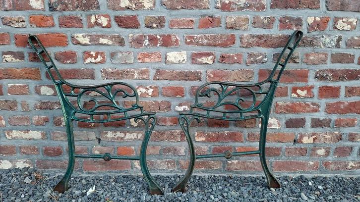 Set van 2 gietijzeren bankpoten, Tuin en Terras, Tuinbanken, Metaal, Ophalen