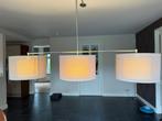 Hanglamp met 3 kappen kleur taupe, Huis en Inrichting, Lampen | Hanglampen, Ophalen, Gebruikt, Stof