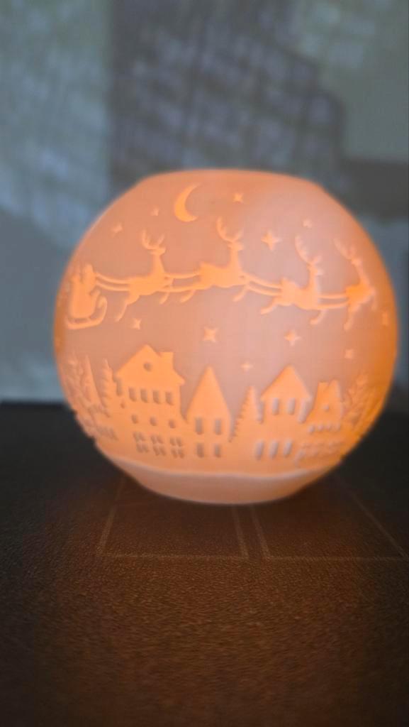 Theelichthouder kerst inwendig afbeelding, Diversen, Kerst, Zo goed als nieuw, Ophalen of Verzenden