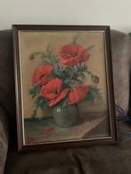 schilderij op doek P. v Schaik bloemenvaas papavers, Ophalen of Verzenden