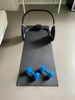 Fitness set: mat, buikspierwiel, dumbbells, Ophalen, Zo goed als nieuw, Armen, Buikspierwiel
