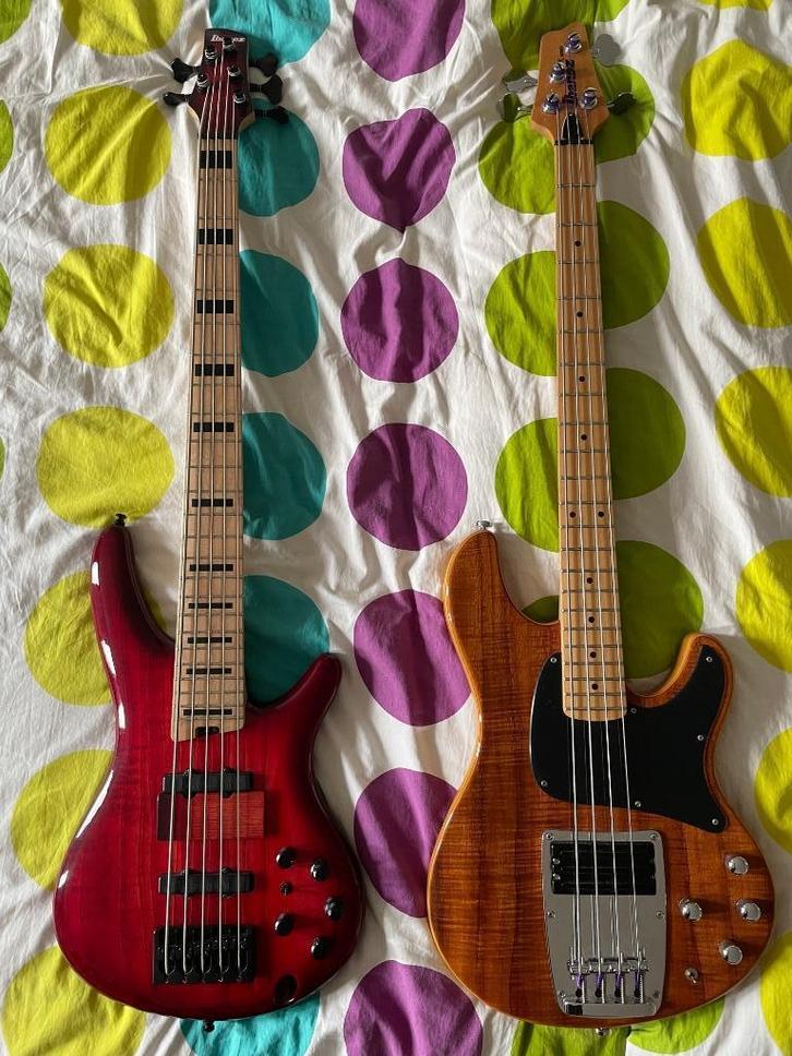 Ibanez Adam Nitti Signature (ANB205) en ATK500 Koa (MIJ), Muziek en Instrumenten, Snaarinstrumenten | Gitaren | Bas, Gebruikt