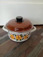Vintage Emaille Kookpan met Bloemmotief, Ophalen of Verzenden, Gebruikt, Overige materialen, Kookpan of Snelkookpan