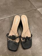 TRANSPARANT GALA FEEST SANDALEN SLIPPERS MET KRALEN MAAT 41, Zo goed als nieuw, Grijs, Sandalen of Muiltjes, Ophalen of Verzenden