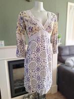 Maliparmi linnen creme paarse jurk IT 40 S 36 Gratis Verzend, Kleding | Dames, Jurken, Verzenden, Paars, Zo goed als nieuw, Knielengte