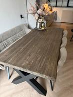 Boomstam tafel 200 cm serie rough, 200 cm of meer, Zo goed als nieuw, Rechthoekig, 50 tot 100 cm
