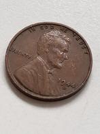Munt USA one cent 1944 D Denver Lincoln wheat penny, Ophalen of Verzenden