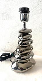 Lampvoet zilver steen aardewerk, Overige materialen, Lamp, Vintage, Lamp