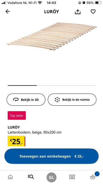 IKEA Neiden Bedframe + Luroy Lattenbodem - afbeelding 2
