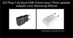 Dennis Gadgets : 1 x EU Plug 1-2A Dual USB Travel Wall Home, Telecommunicatie, Mobiele telefoons | Telefoon-opladers, Nieuw, Ophalen