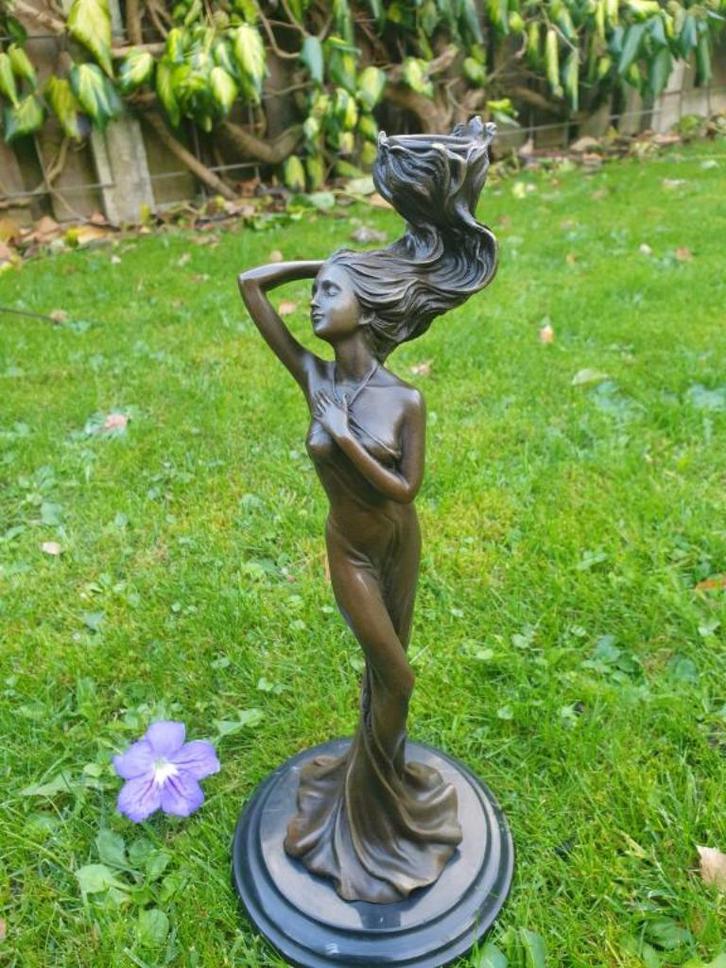 kandelaar brons , jugendstil, Antiek en Kunst, Kunst | Beelden en Houtsnijwerken, Ophalen of Verzenden