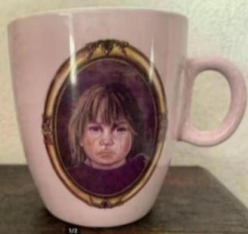 Roze, rose mok, beker met print kind, meisje, jongen; 8 cm beschikbaar voor biedingen