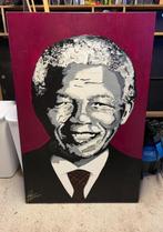 Nelson Mandela, Popart, handgeschilderd schilderij op doek, Ophalen, Nieuw, Schilderij, 75 tot 100 cm