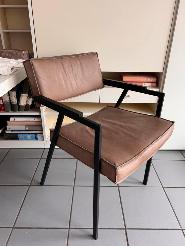 QLIV Fat Air 65 armstoel 2st., Huis en Inrichting, Stoelen, Gebruikt, Twee, Leer, Bruin, Ophalen