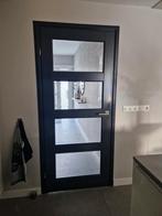 Grijze/Zwarte Binnendeur met Glas, Doe-het-zelf en Verbouw, Deuren en Horren, Ophalen, Glas, Binnendeur, 200 tot 215 cm