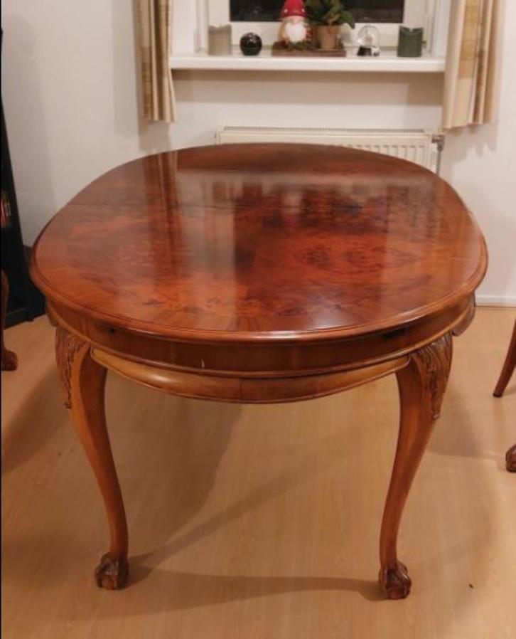 Prachtige Notenhouten eettafel plus stoelen, Huis en Inrichting, Tafels | Eettafels, Gebruikt, 50 tot 100 cm, 150 tot 200 cm, Vijf personen of meer