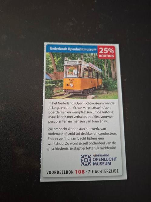 Nederlands Openluchtmuseum 25% korting, Tickets en Kaartjes, Musea, Drie personen of meer, Kortingskaart