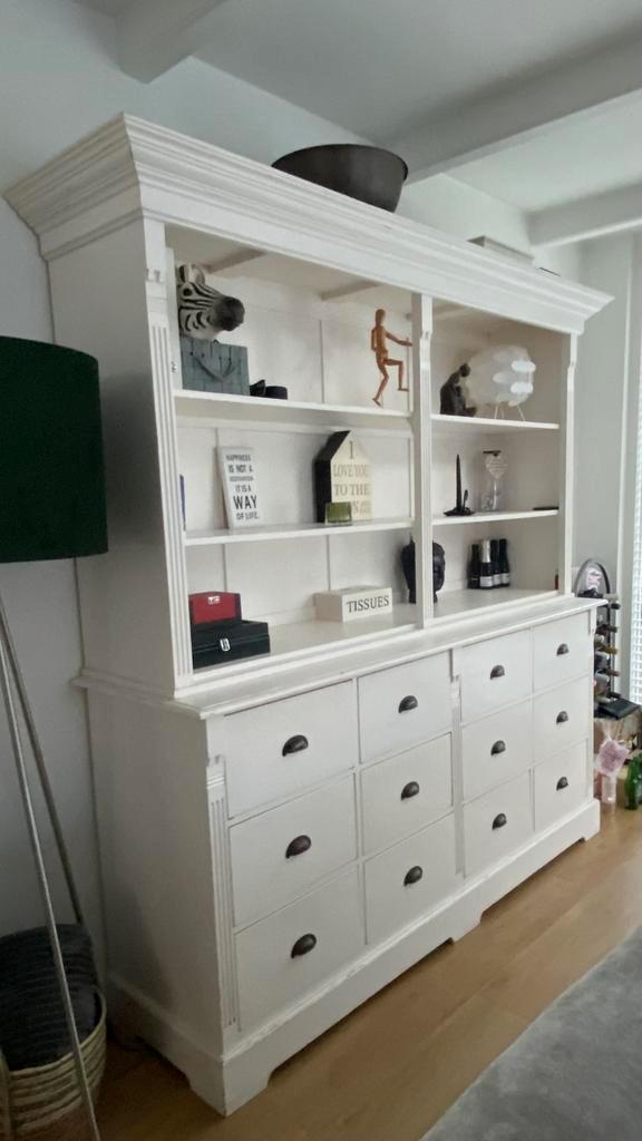Landelijke witte buffetkast, Huis en Inrichting, Kasten | Buffetkasten, Gebruikt, 200 cm of meer, 150 tot 200 cm, 50 tot 75 cm