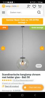 2 bollampen van glas met chroom., Huis en Inrichting, Lampen | Hanglampen, Ophalen, Gebruikt, Glas, Minder dan 50 cm