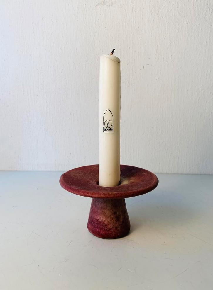 Mobach keramiek rode kandelaar, Huis en Inrichting, Woonaccessoires | Kandelaars en Kaarsen, Gebruikt, Kandelaar, Minder dan 25 cm