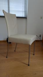 Vier mooie leren eetkamerstoelen, Huis en Inrichting, Stoelen, Ophalen, Wit, Zo goed als nieuw, Metaal
