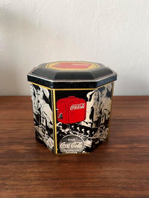 Vintage Coca Cola blik hexagon retro foto’s collectors item, Verzamelen, Blikken, Zo goed als nieuw, Overige, Overige merken, Ophalen of Verzenden