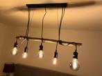 Industriële hanglamp ijzer hout 5 fittingen zonder de peren, Ophalen, Zo goed als nieuw, Hout