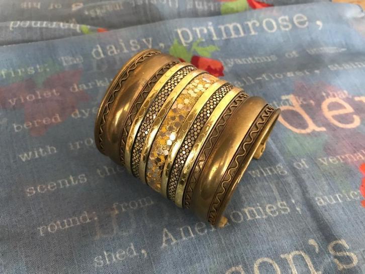Vintage manchetarmband India handgemaakt bewerkt koper, Sieraden, Tassen en Uiterlijk, Armbanden, Zo goed als nieuw, Overige materialen