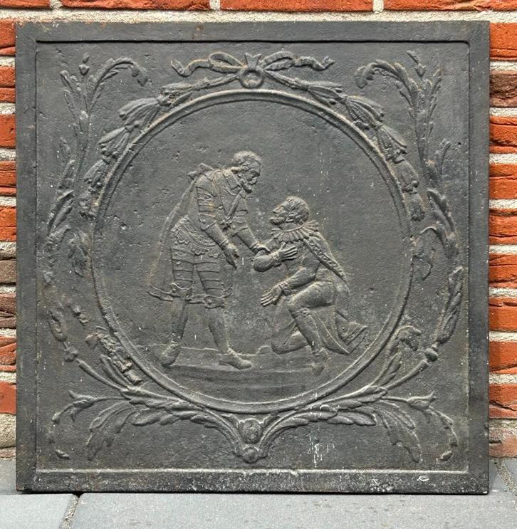 Haardplaat " Ridderlijke scene ", Antiek en Kunst, Curiosa en Brocante, Ophalen