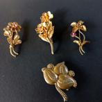 vintage Tsjechische broches 4 euro per stuk, Goud, 4 tot 7 cm, Gebruikt, Met kristal