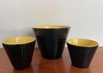 Bloempot Vintage Ribbel Zwart Geel, Ophalen of Verzenden