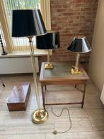 Klassieke Tafellamp Goud/Zwart 3 stuks, Ophalen of Verzenden, Gebruikt, Glas, Minder dan 50 cm