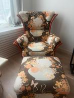 Vintage Bamboe Stoel met Hocker, Huis en Inrichting, Fauteuils, Ophalen, Gebruikt, Minder dan 75 cm, 50 tot 75 cm