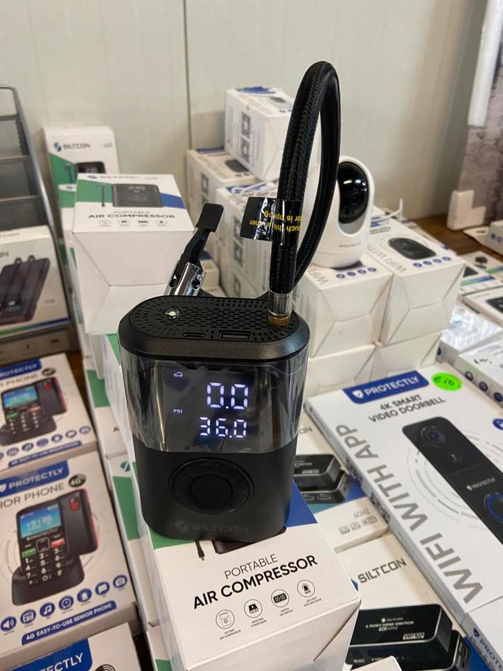 Compressor en powerbank voor autoband fietsband luchtbed, Auto diversen, Autogereedschap, Nieuw, Ophalen