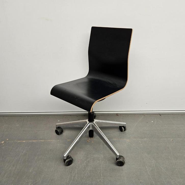 Ahrend 350 verrijdbare bureaustoel - multiplex zwarte zittin, Huis en Inrichting, Bureaustoelen, Gebruikt, Zwart, Ophalen of Verzenden