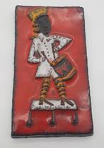 Vintage keramische wandtegel met 3 sleutelhaakjes, Antiek en Kunst, Antiek | Wandborden en Tegels, Ophalen of Verzenden