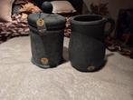 2 Brynxz Potten - Beschadigd, Huis en Inrichting, Woonaccessoires | Vazen, Ophalen, Gebruikt, Zwart, Aardewerk of Porselein