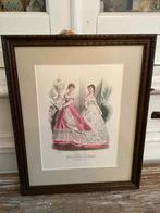 Oude franse mode plaat in lijst, Ophalen of Verzenden