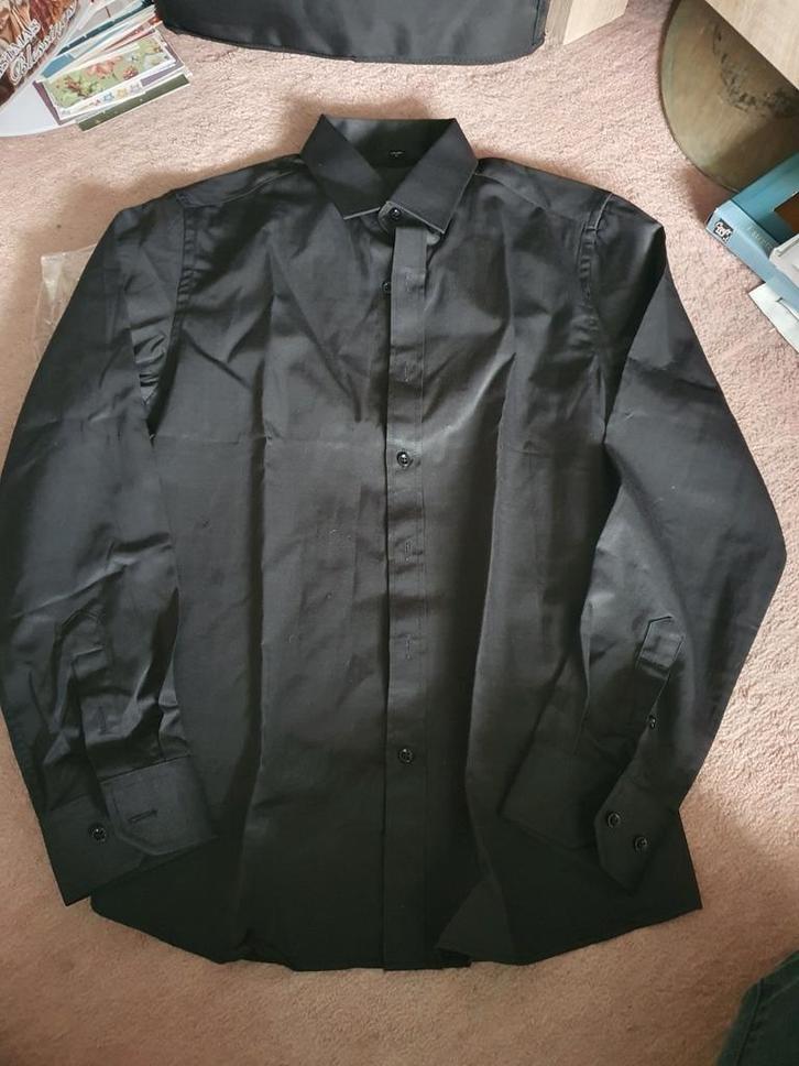 Heren overhemd zwart lange mouwen, Kleding | Heren, Overhemden, Nieuw, Halswijdte 38 (S) of kleiner, Zwart, Ophalen of Verzenden