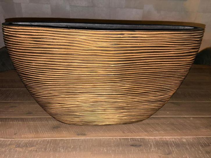 Capi Europe - Bloempot Ovaal Rib - 59x14x34 - Goud, Tuin en Terras, Bloembakken en Plantenbakken, Nieuw, Kunststof, Binnen, Balkon