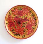 Beschilderd kunst bordje - 15 cm - Vogel met rode besjes, Huis en Inrichting, Keuken | Servies, Keramiek, Ophalen of Verzenden