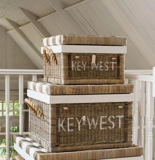 2 mooie Key West manden van Riviera Maison, Huis en Inrichting, Woonaccessoires | Schalen en Manden, Zo goed als nieuw, Rond, Riet