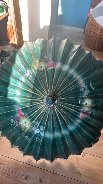 Vintage papieren parasol uit Thailand 1980s beschikbaar voor biedingen