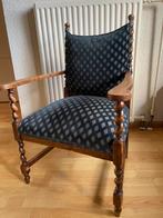 Mooi antiek houten stoeltje/kleine fauteuil in koningsblauw, Antiek en Kunst, Antiek | Meubels | Stoelen en Banken, Ophalen
