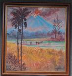 Schilderij Vulkaan Indonesië, Ophalen of Verzenden