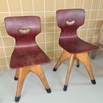 Vintage Schoolstoeltjes - Set van 2, Huis en Inrichting, Stoelen, Ophalen, Gebruikt, Twee, Bruin