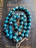 Antieke kerst glaskralen slinger. Donker blauw., Ophalen of Verzenden, Gebruikt