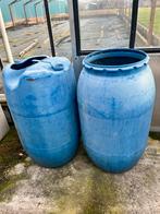 2 blauwe kunststof tonnen - 45x100 cm, 75 tot 150 liter, Ophalen, Gebruikt, Kunststof