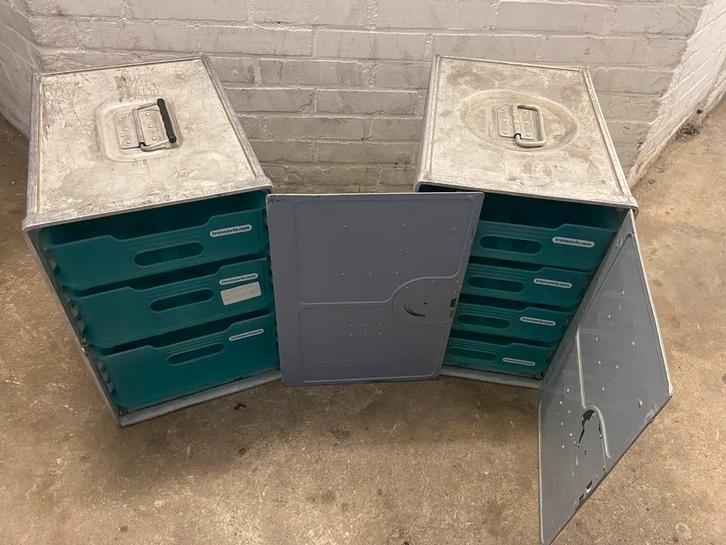2x aluminium vliegtuig  lades flightcases sorteerbak kisten, Verzamelen, Luchtvaart en Vliegtuigspotten, Zo goed als nieuw, Overige typen